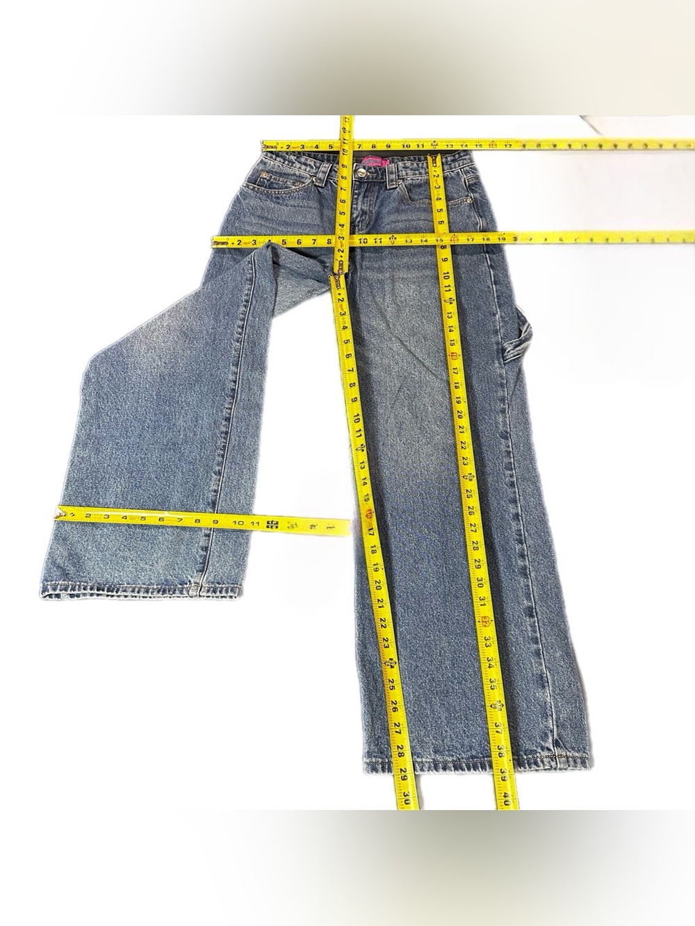 Edikted Wide Leg Carpenter Medium Wash Jeans Size M - Picture 12 of 12